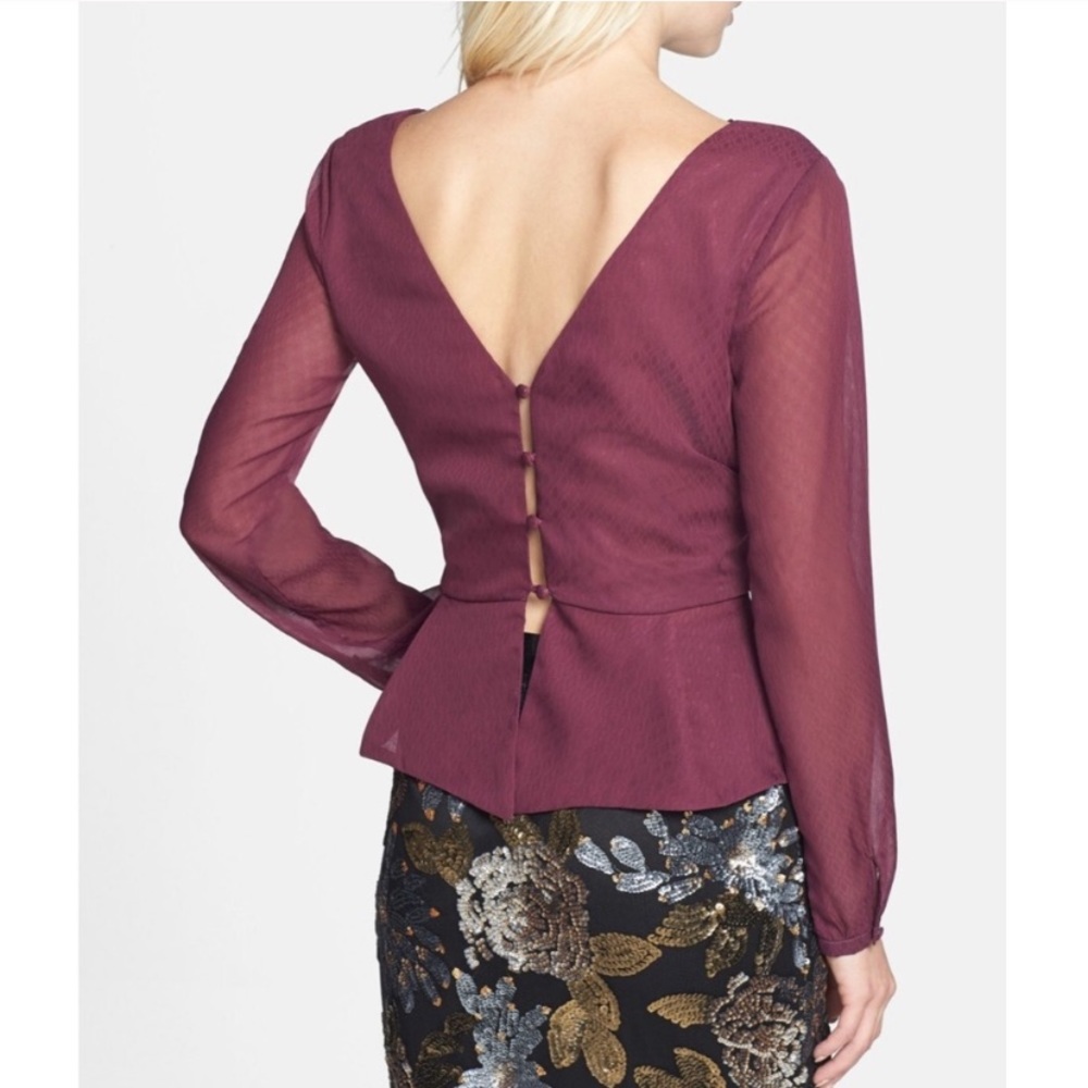 ASTR Maroon Peplum Blouse with Low Back